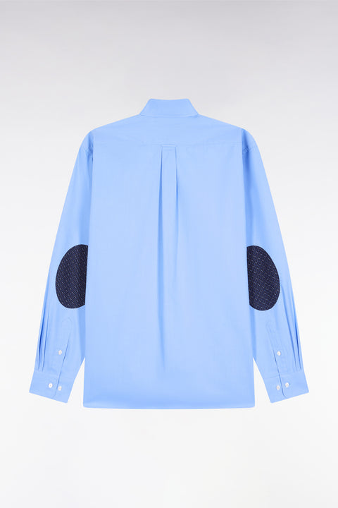 Sky cotton shirt with printed elbow patches, straight cut - Image 2