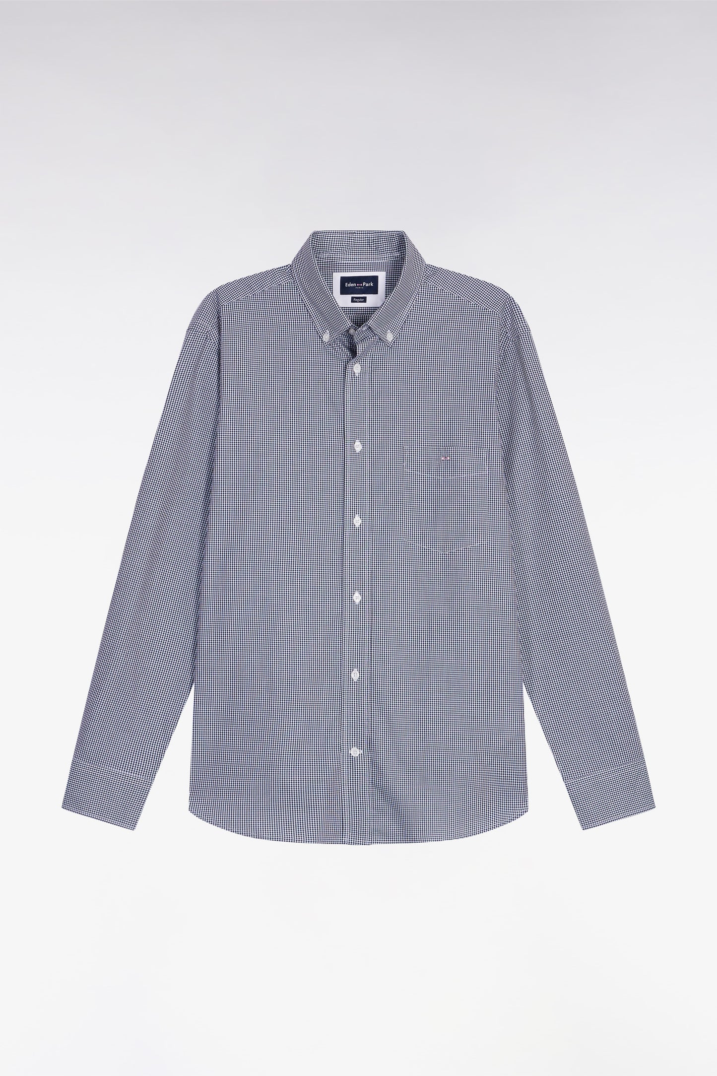 Chemise vichy en popeline de coton marine coupe droite