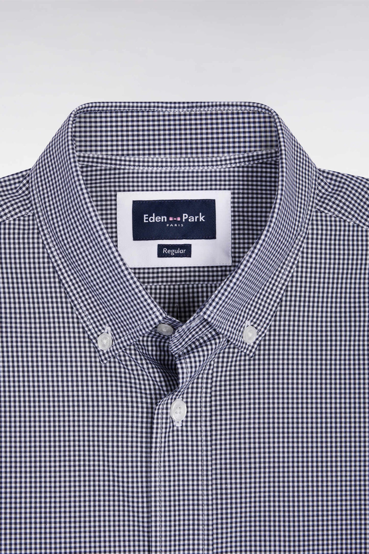 Chemise vichy en popeline de coton marine coupe droite