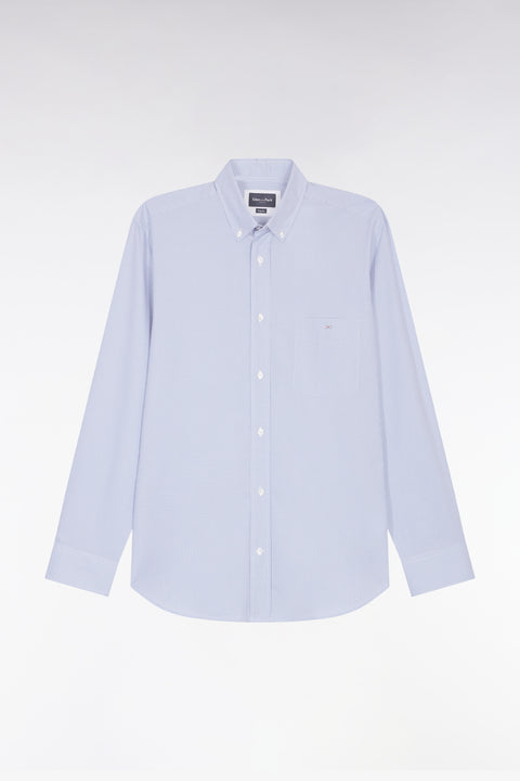Chemise vichy en popeline de coton bleue coupe droite - Image 2