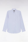 Chemise vichy en popeline de coton bleue coupe droite