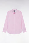 Chemise vichy en popeline de coton rose coupe droite