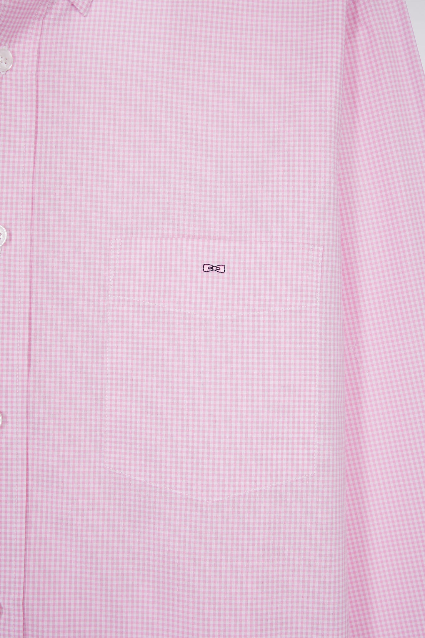 Chemise vichy en popeline de coton rose coupe droite