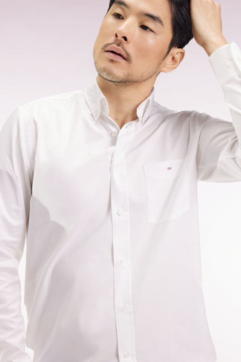 Straight-cut white cotton shirt - Image 1