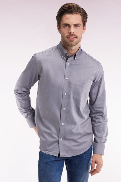 Chemise en coton marine coupe droite - Image 1