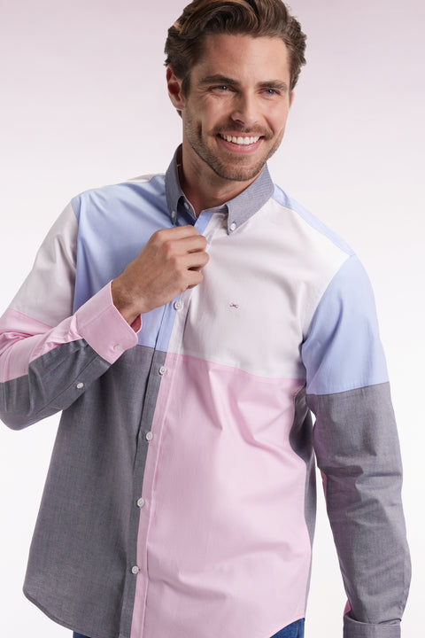 Chemise en coton à motif quatre couleurs coupe droite - Image 3