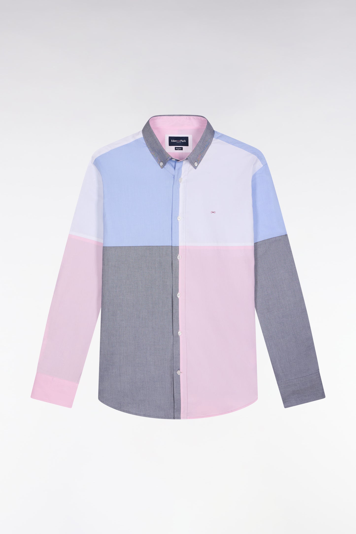 Chemise en coton à motif quatre couleurs coupe droite