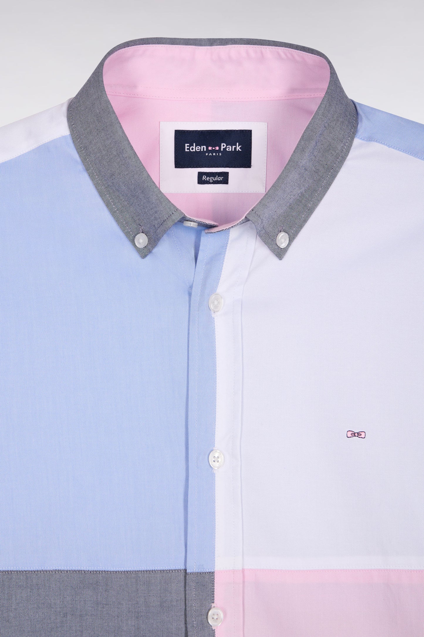 Chemise en coton à motif quatre couleurs coupe droite