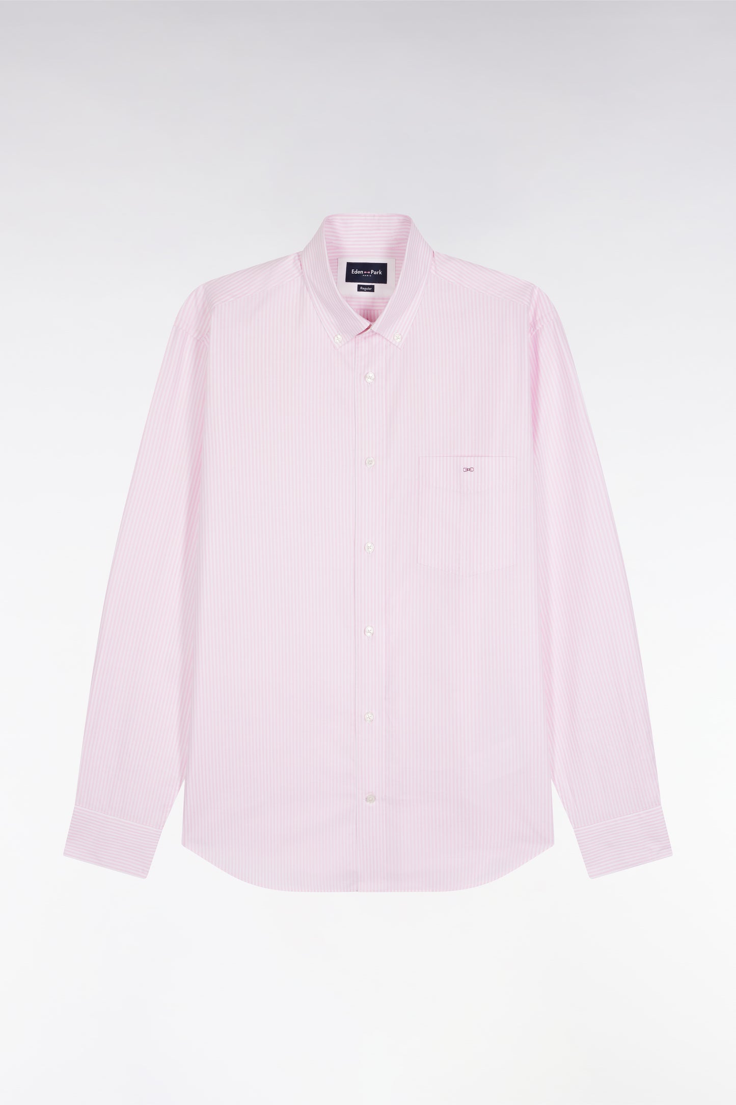 Chemise rayée en coton rose coupe droite