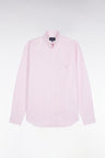 Chemise rayée en coton rose coupe droite