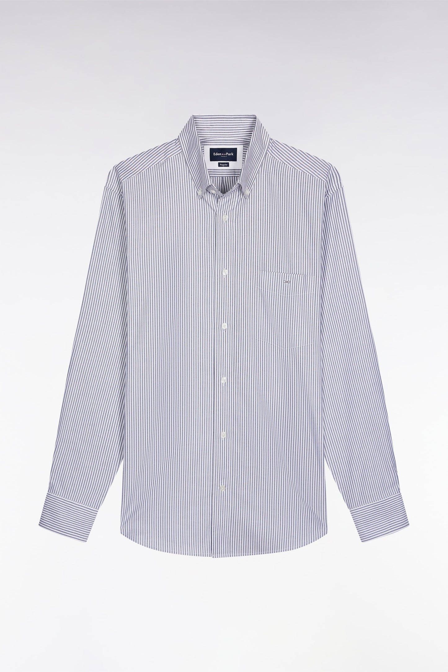Chemise rayée en coton marine coupe droite
