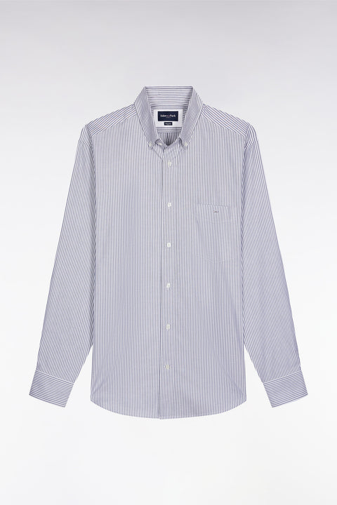 Chemise rayée en coton marine coupe droite - Image 2