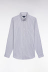 Navy cotton striped shirt, straight cut