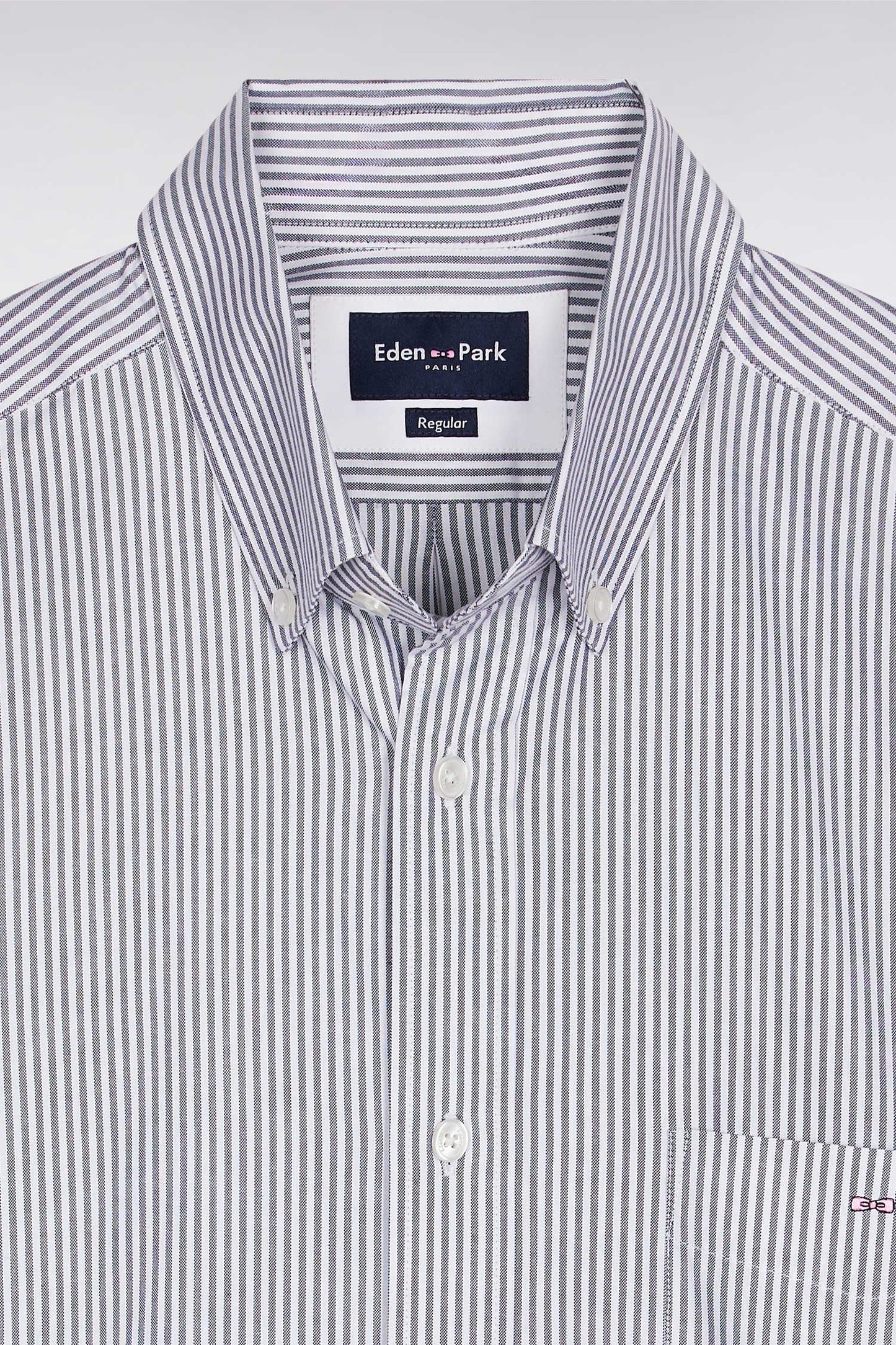 Chemise rayée en coton marine coupe droite