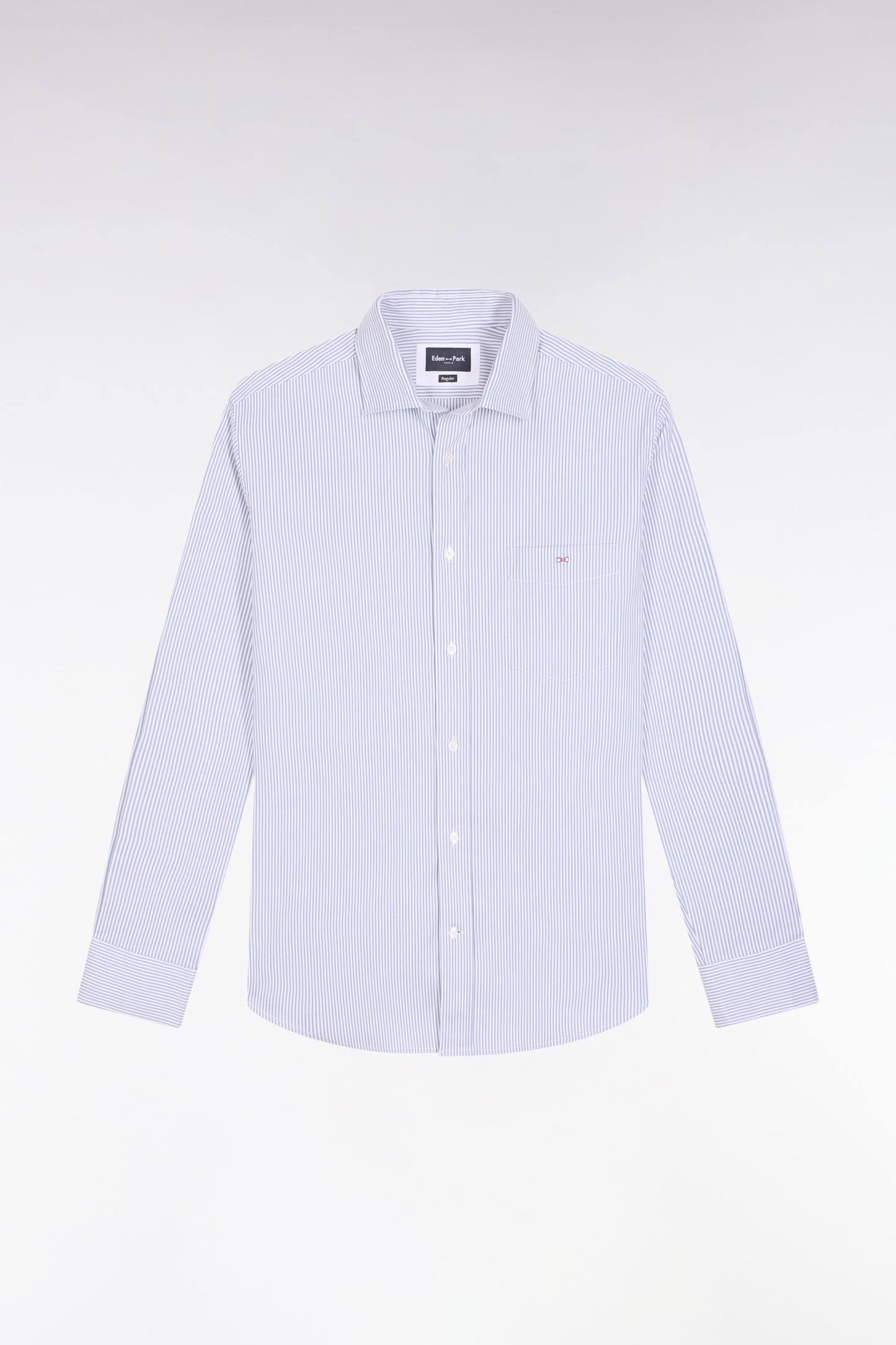 Chemise rayée en coton ciel coupe droite