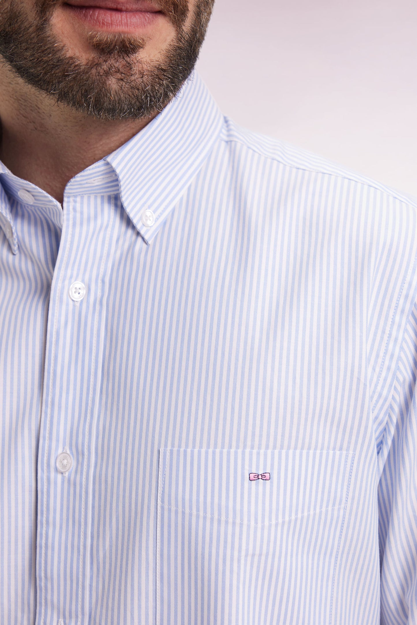 Chemise rayée en coton ciel coupe droite