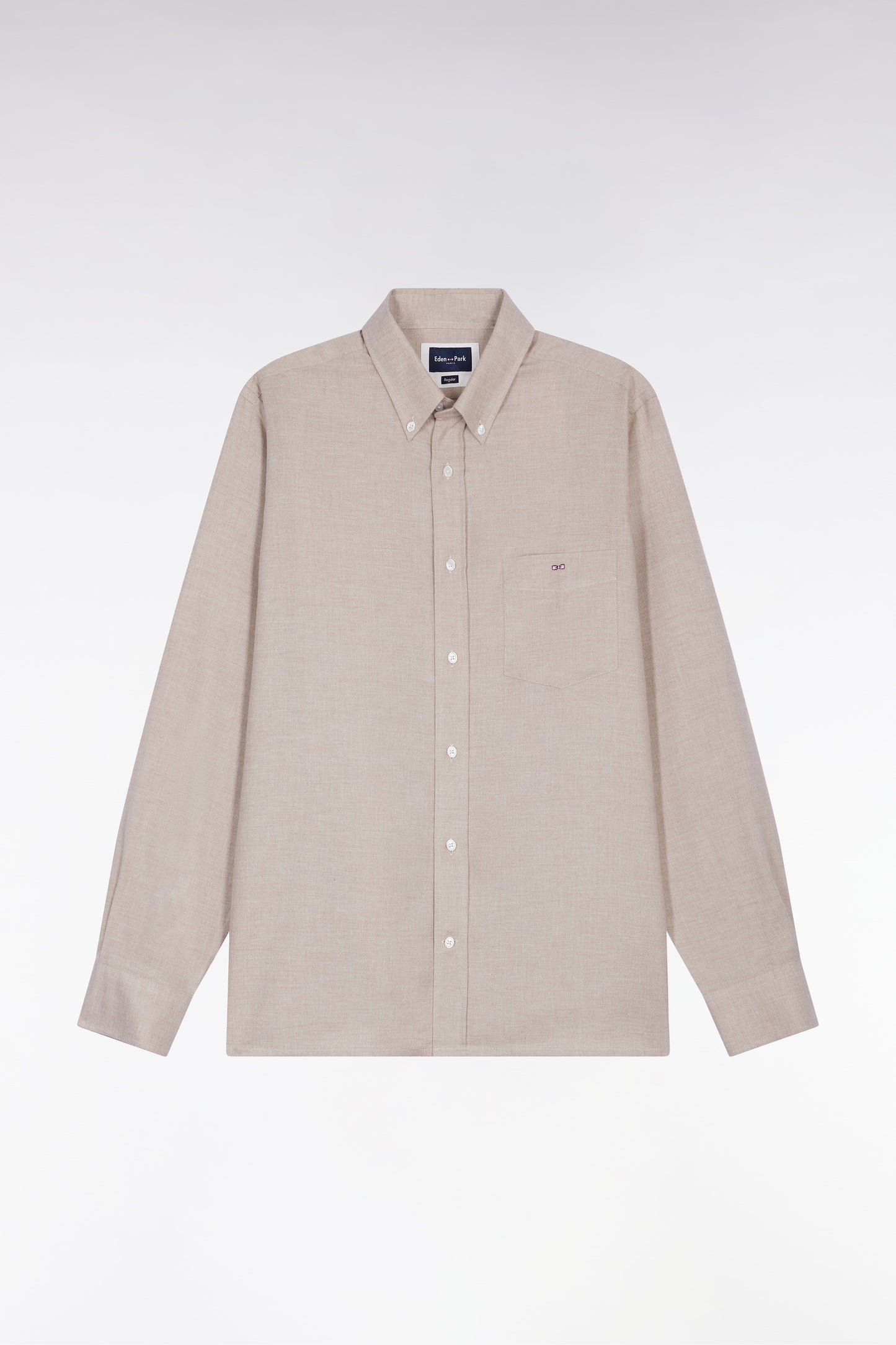 Chemise en flanelle beige coupe droite
