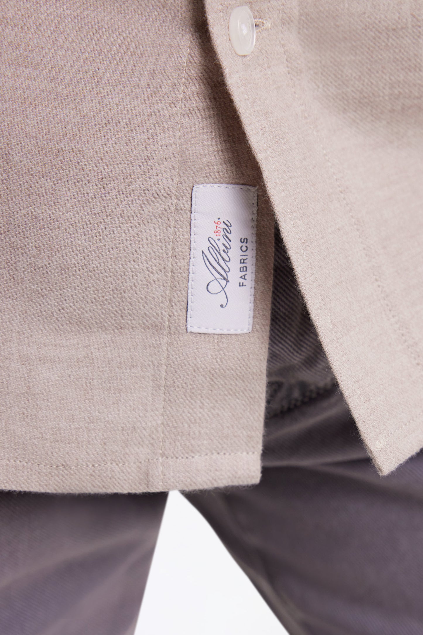 Chemise en flanelle beige coupe droite
