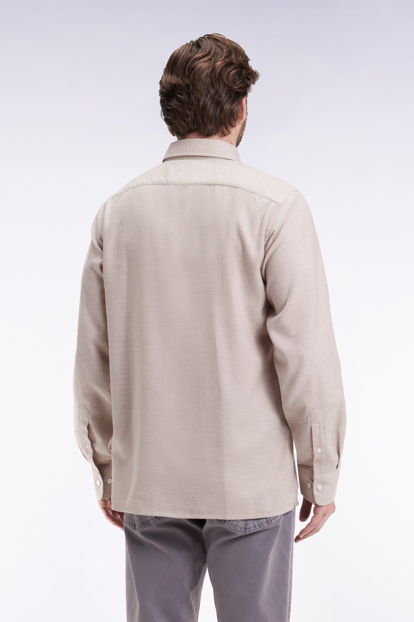 Chemise en flanelle beige coupe droite