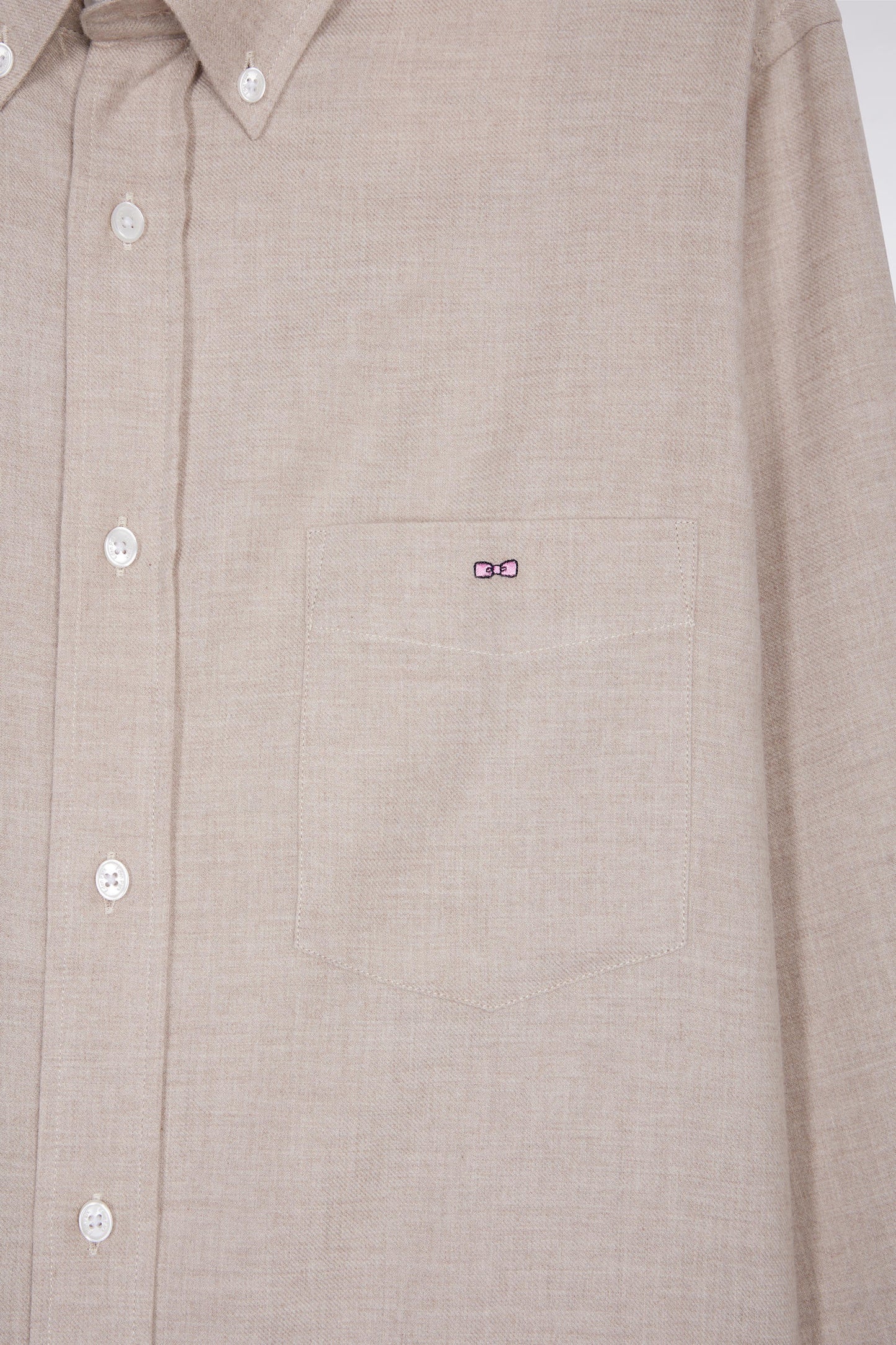 Beige flannel shirt, straight cut