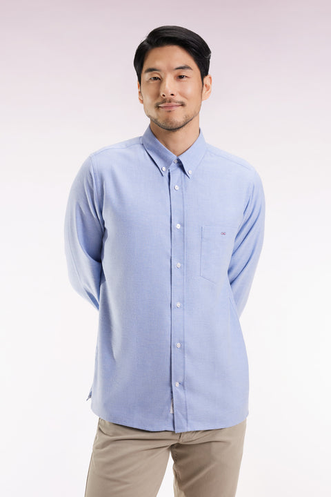 Chemise en flanelle ciel coupe droite - Image 1