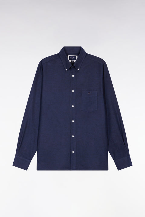 Straight-cut navy flannel shirt - Image 2