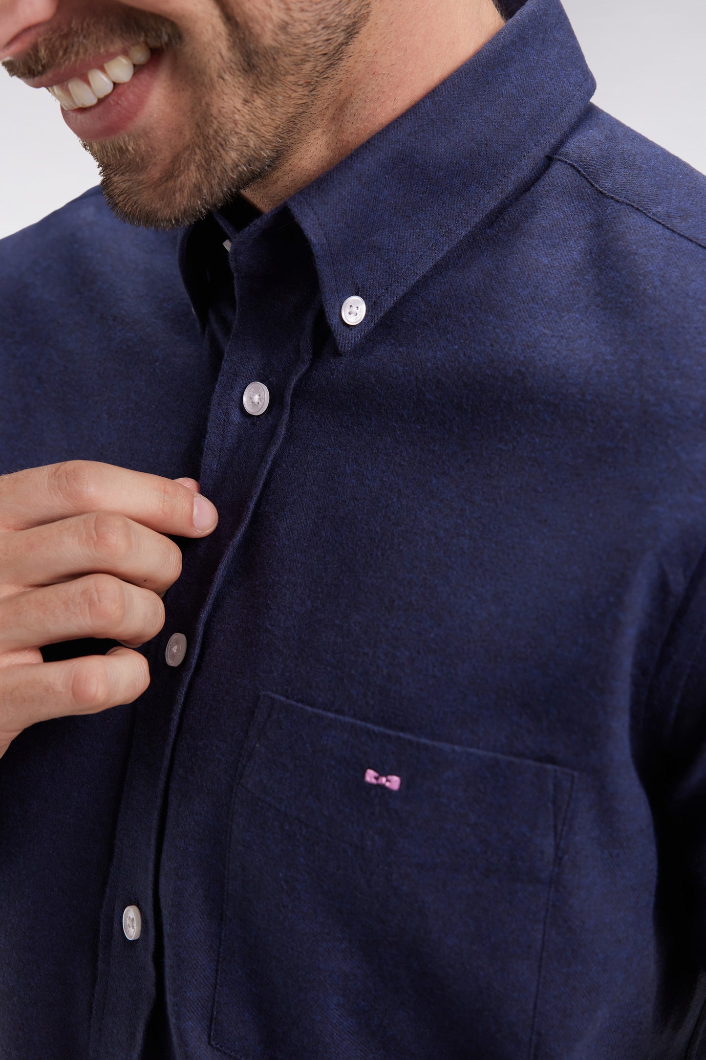 Chemise en flanelle marine coupe droite