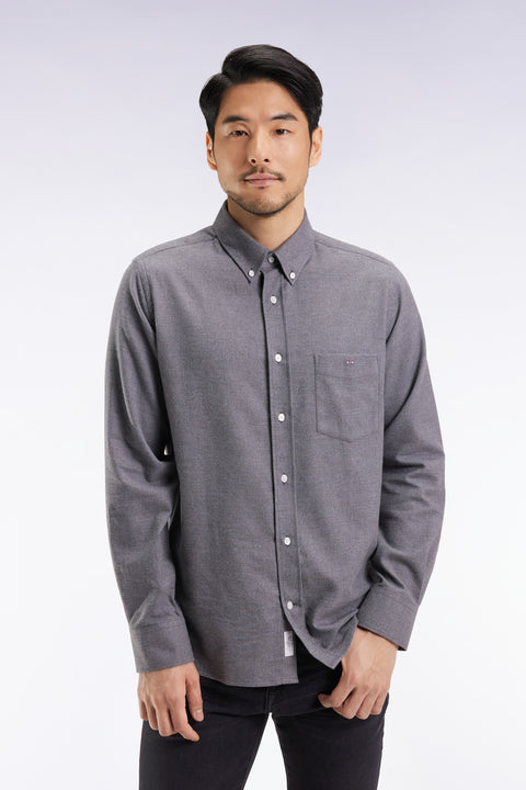 Chemise en flanelle grise coupe droite - Image 1