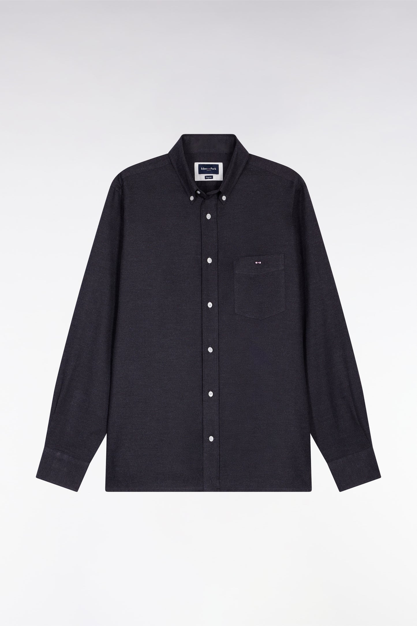 Chemise en flanelle gris foncé coupe droite