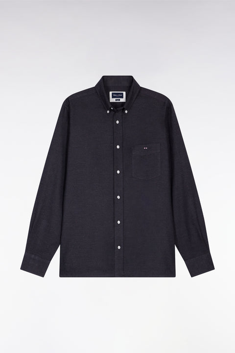 Dark grey straight-cut flannel shirt - Image 2