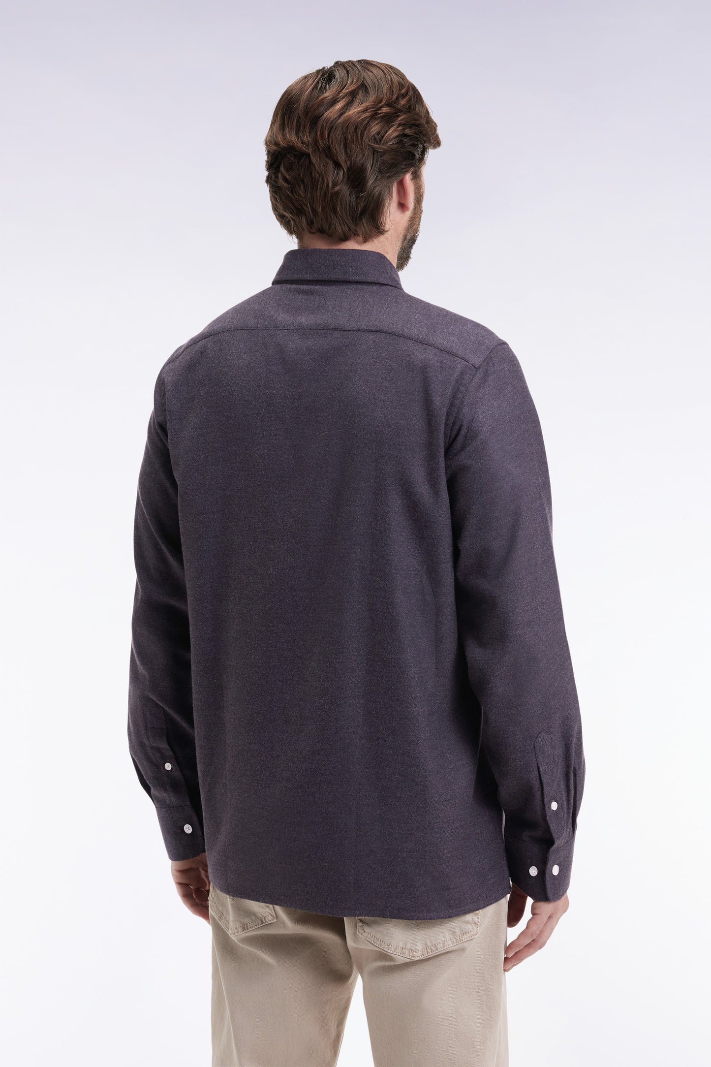 Chemise en flanelle gris foncé coupe droite