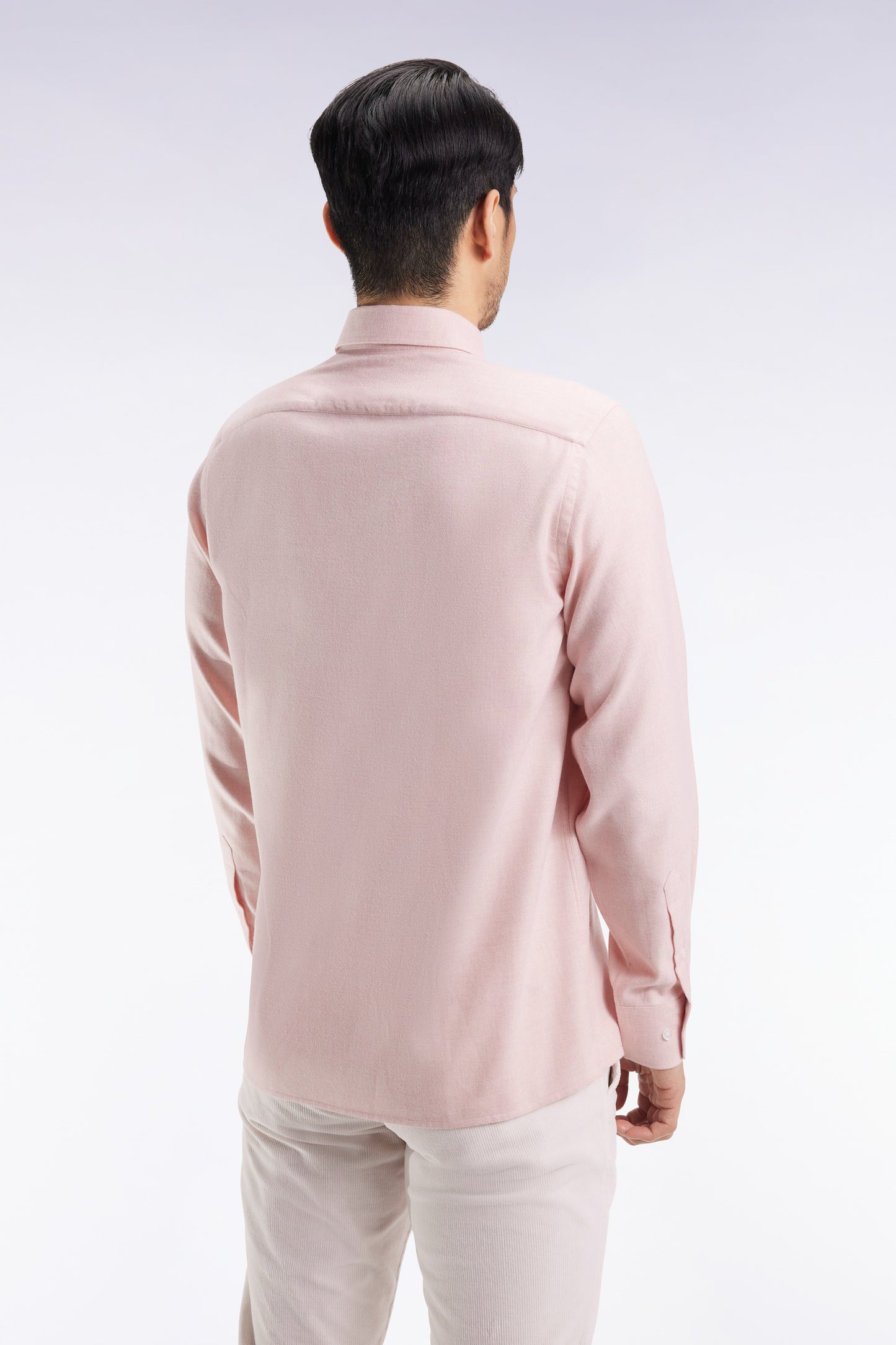 Chemise en flanelle rose coupe droite