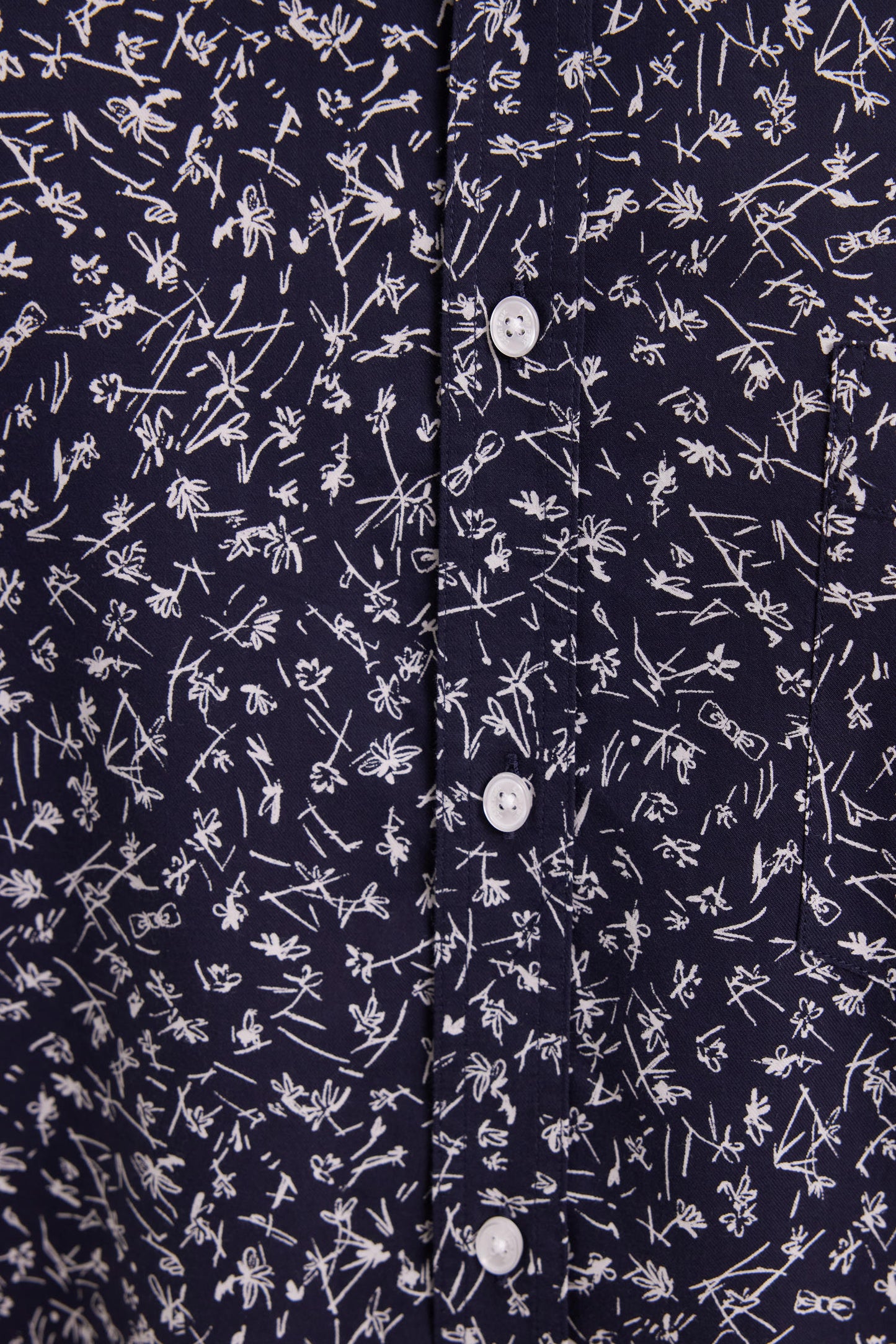 Chemise en coton marine imprimé floral coupe droite