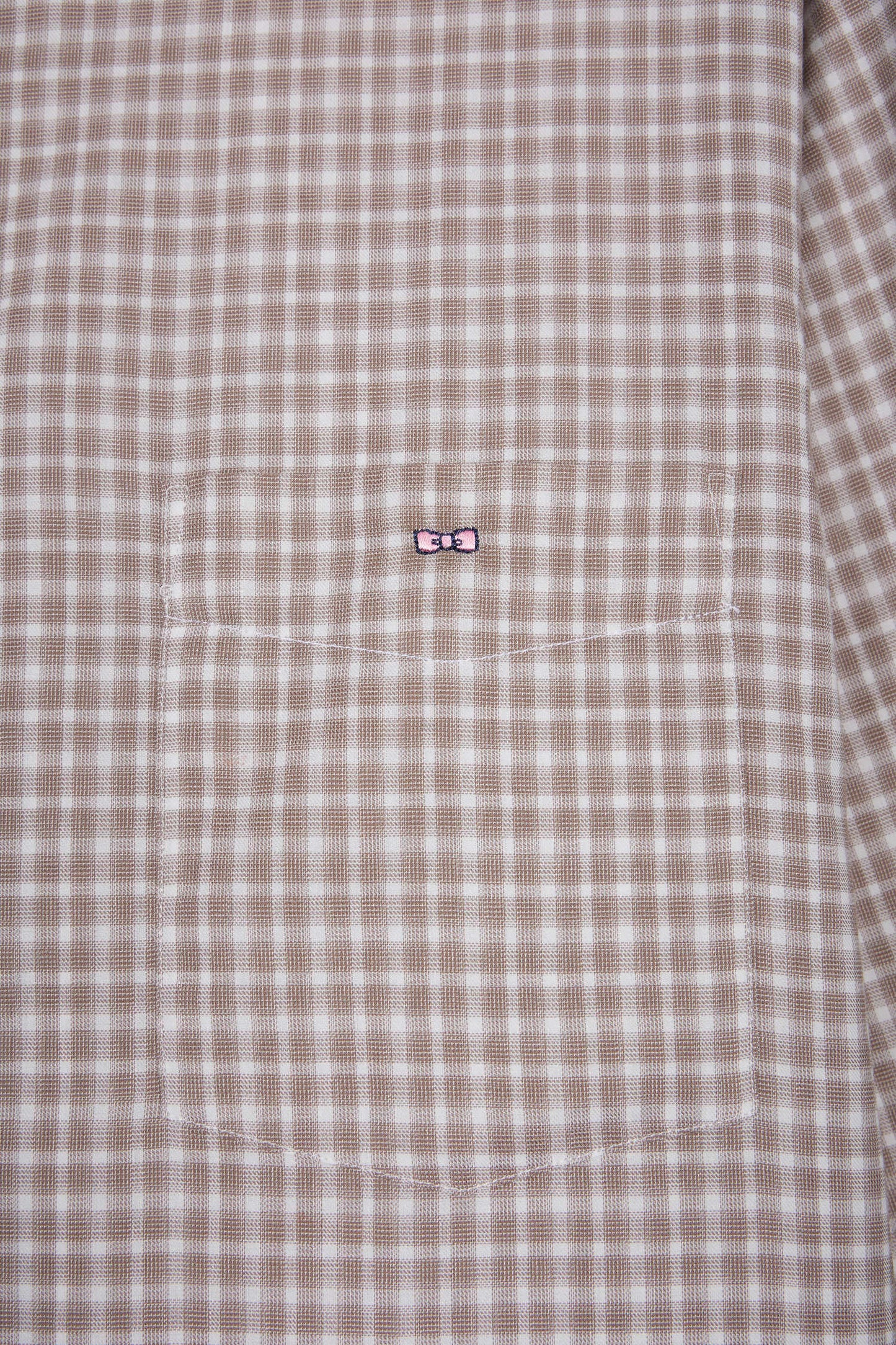 Beige check cotton shirt, straight cut