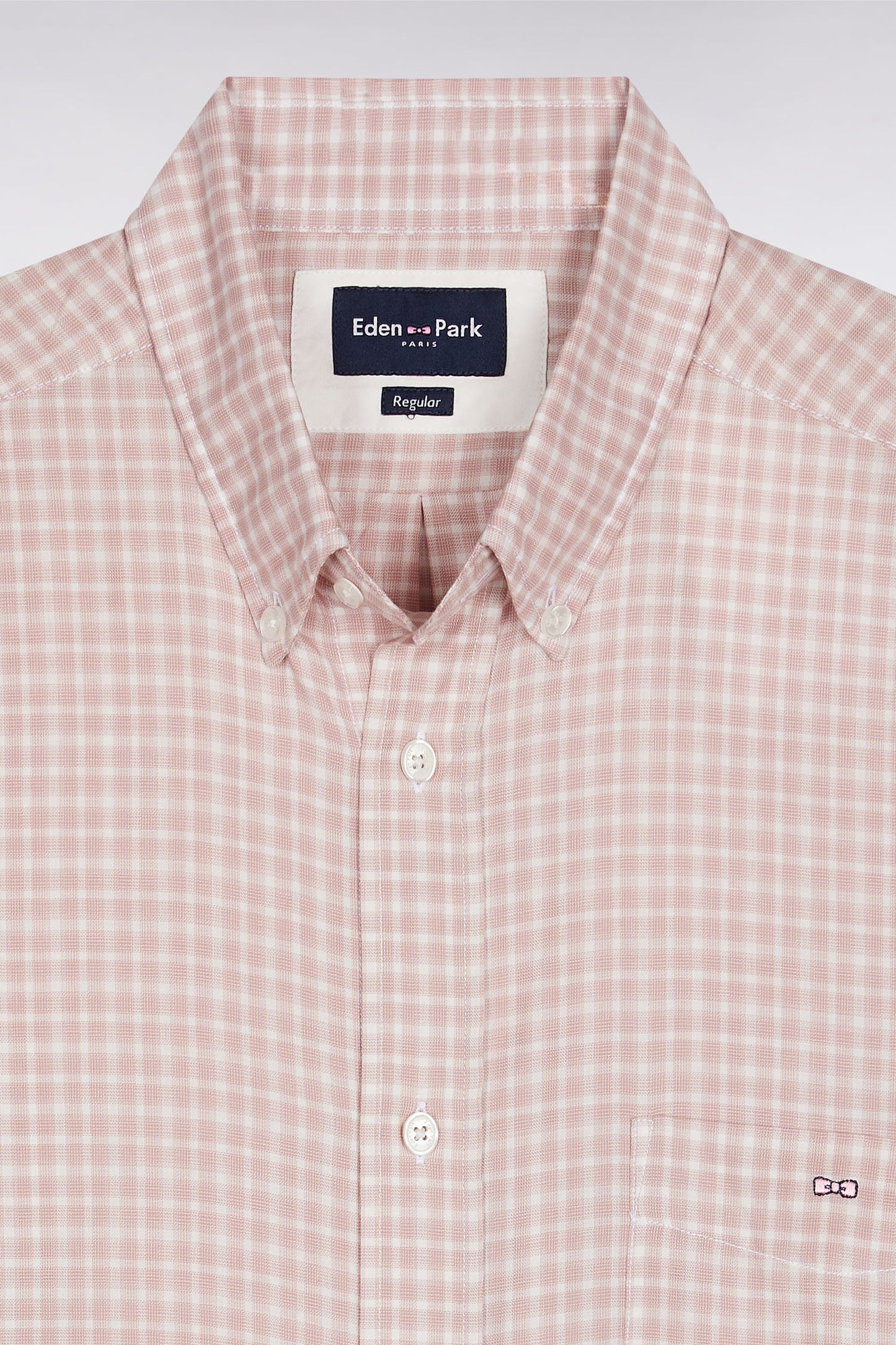 Chemise en coton à carreaux rose coupe droite