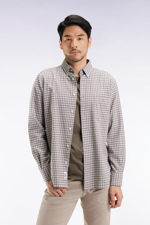 Grey cotton flannel shirt, straight cut - Image 3