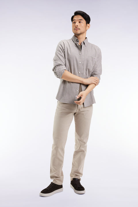 Chemise en flanelle de coton grise coupe droite - Image 3