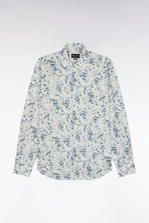 Chemise à imprimé floral en coton gris clair coupe droite - Image 2