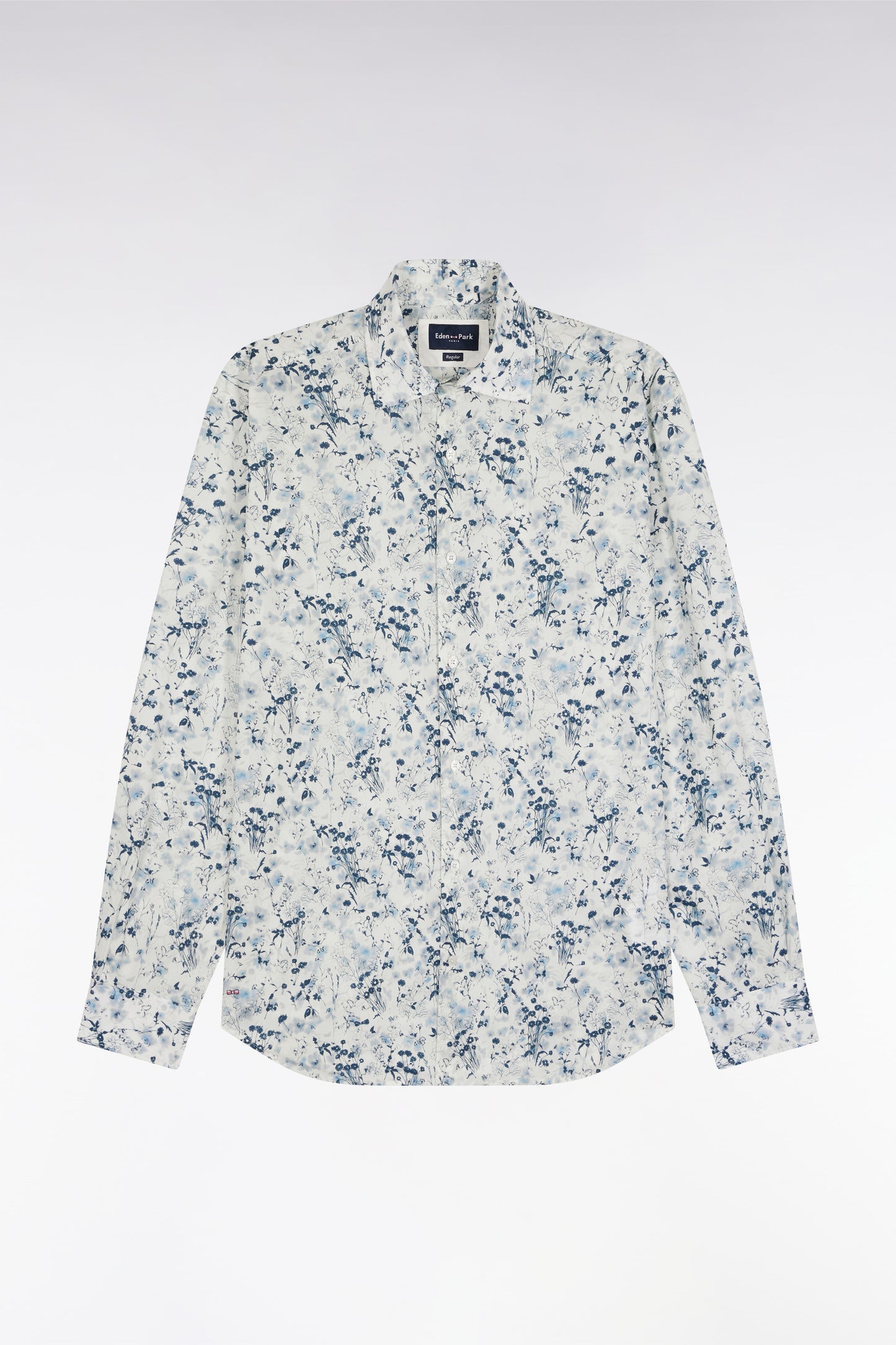 Chemise à imprimé floral en coton gris clair coupe droite