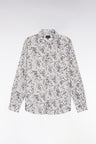 Chemise à imprimé floral en coton marron coupe droite