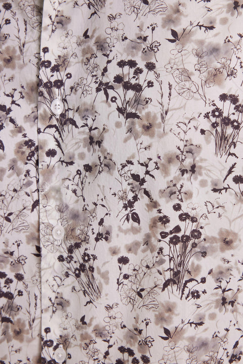 Chemise à imprimé floral en coton marron coupe droite - Image 3