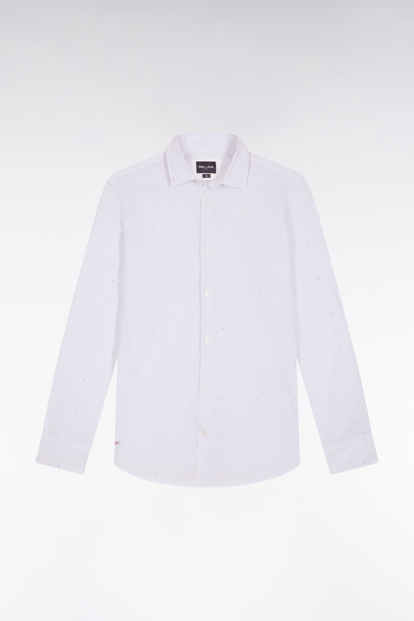 Sky cotton shirt with micro-printed bow, slim fit