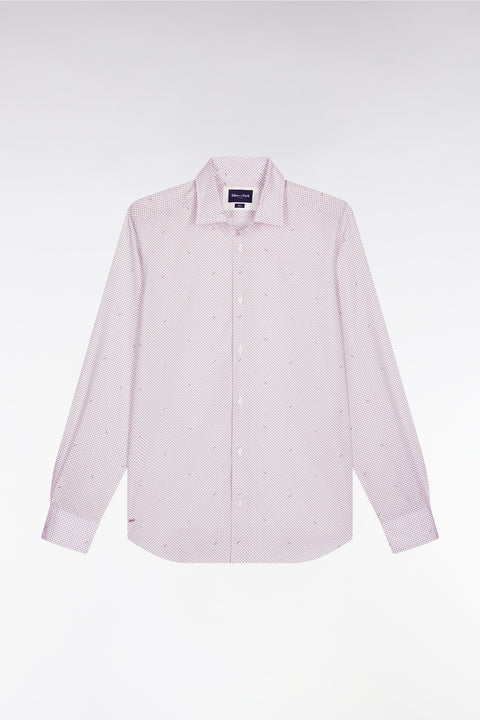 Chemise en popeline de coton à micro-motifs bordeaux coupe slim - Image 2