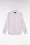 Cotton poplin shirt with burgundy micropatterns, slim fit