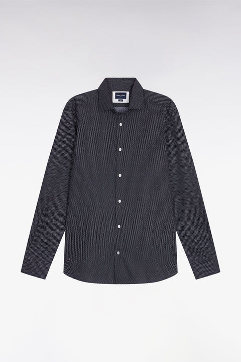 Chemise en coton à micro-motif pois rose coupe slim - Image 2