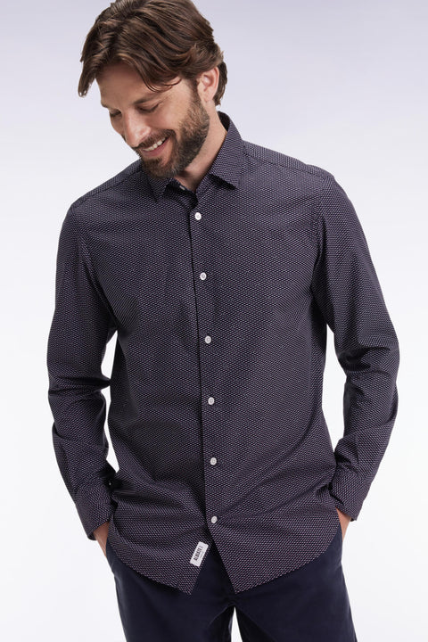 Chemise en coton à micro-motif pois rose coupe slim - Image 3