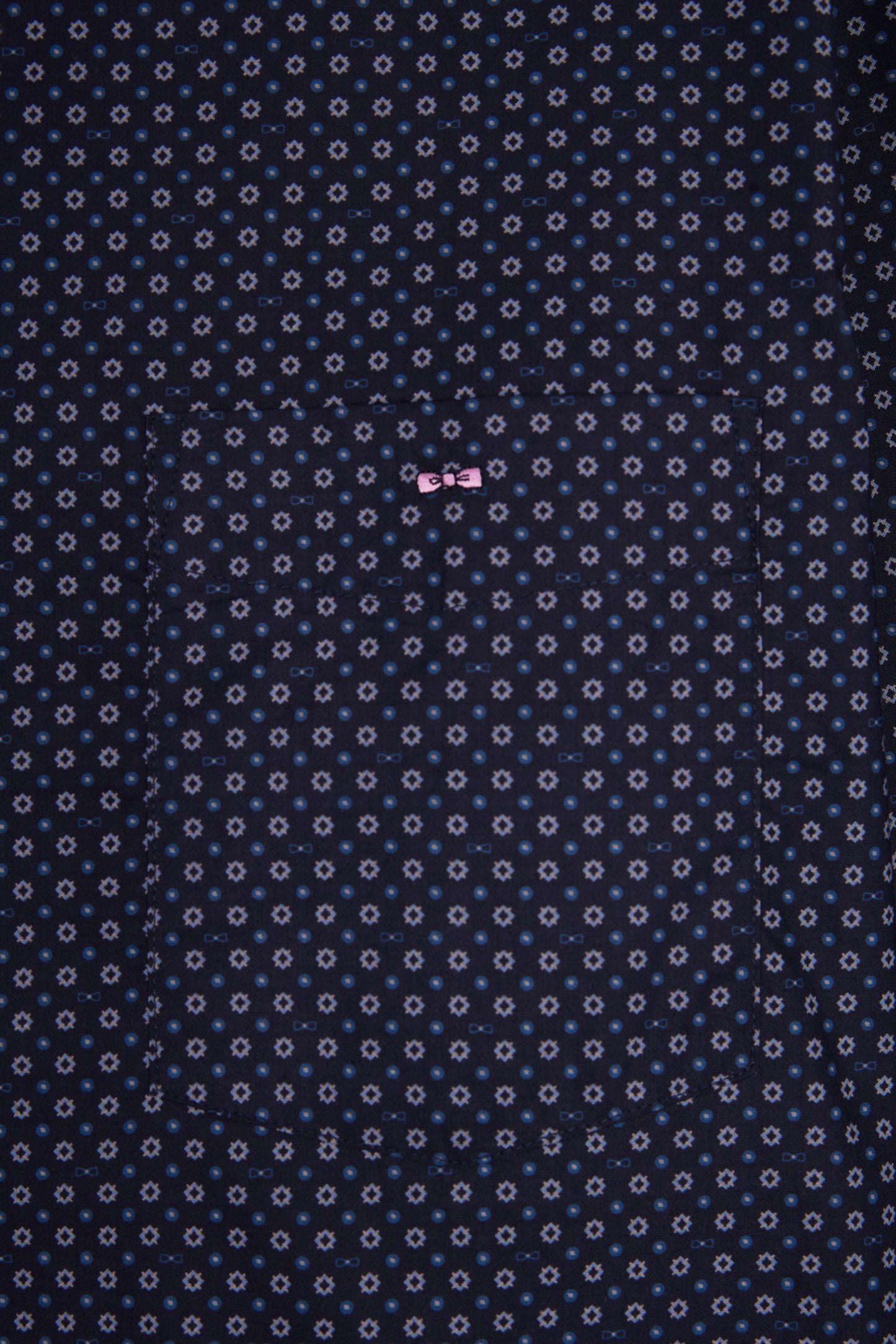 Straight-cut cotton shirt with navy micropatterns