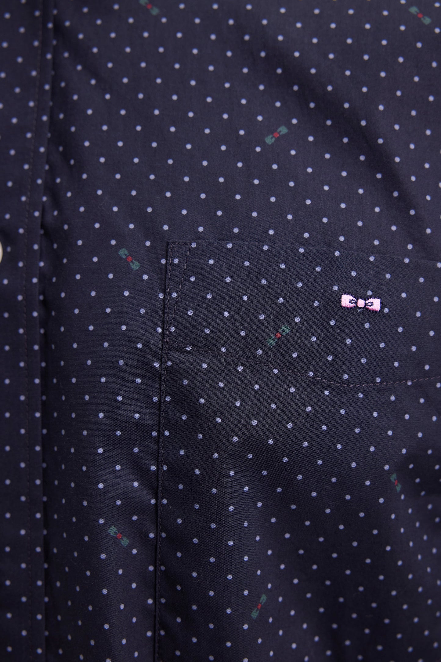 Chemise en coton Pima marine à micro-pois coupe droite