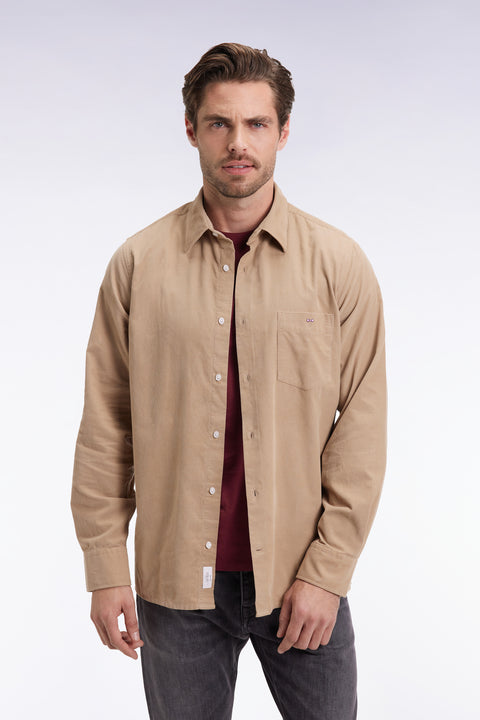 Chemise en velours beige coupe droite - Image 1