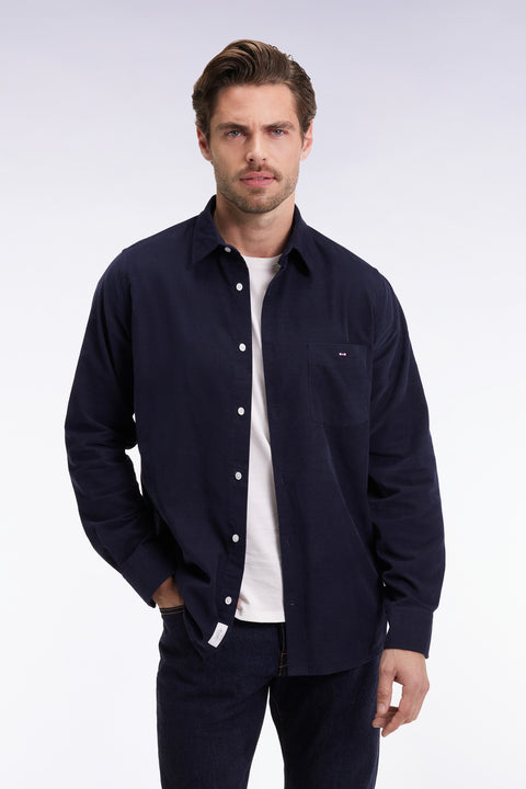 Chemise en velours marine coupe droite - Image 1